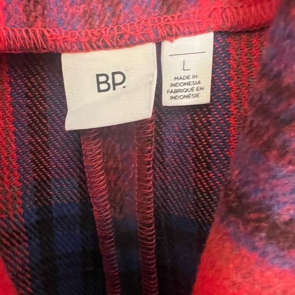 BP Red and Blue Plaid Double-Breasted Pea Coat - Picture 3 of 6
